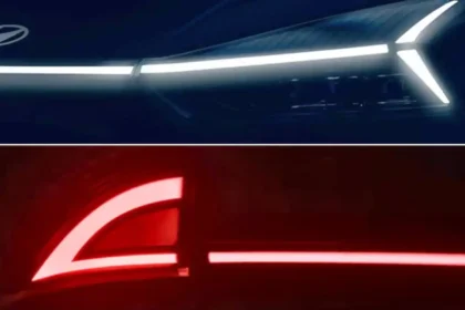 Teaser image showing connected LED lighting on the upcoming Hyundai i20
