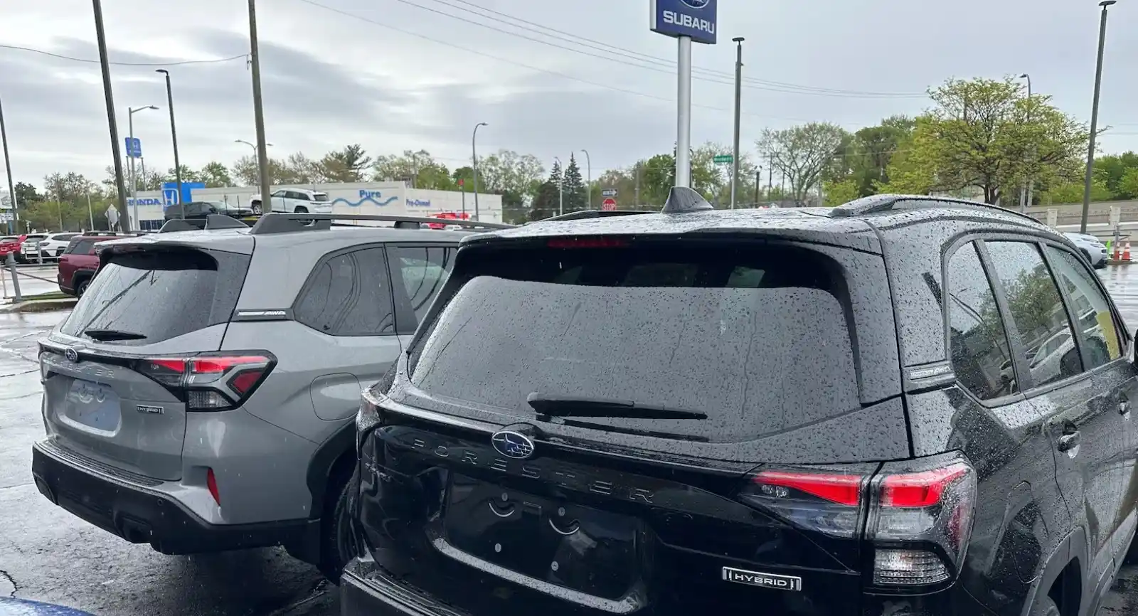 Rows of new vehicles at a dealership as hybrid demand increases in the U.S. market