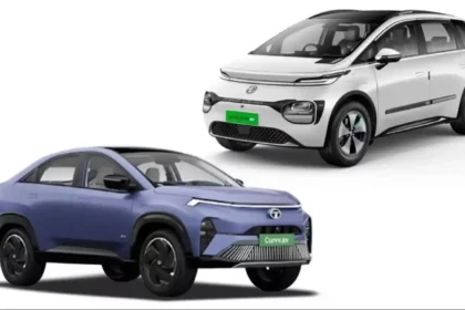 MG Windsor EV and Tata Curvv EV parked side by side during a detailed electric vehicle comparison in India