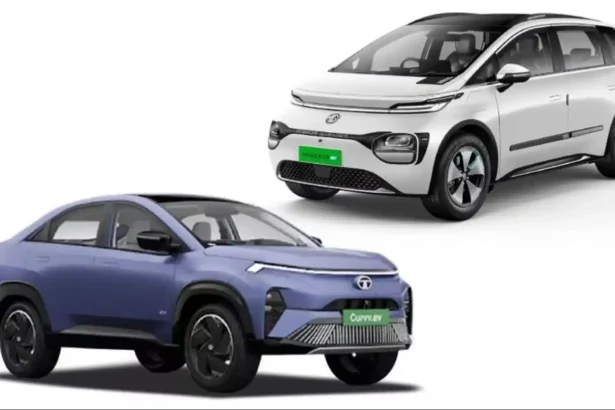 MG Windsor EV and Tata Curvv EV parked side by side during a detailed electric vehicle comparison in India