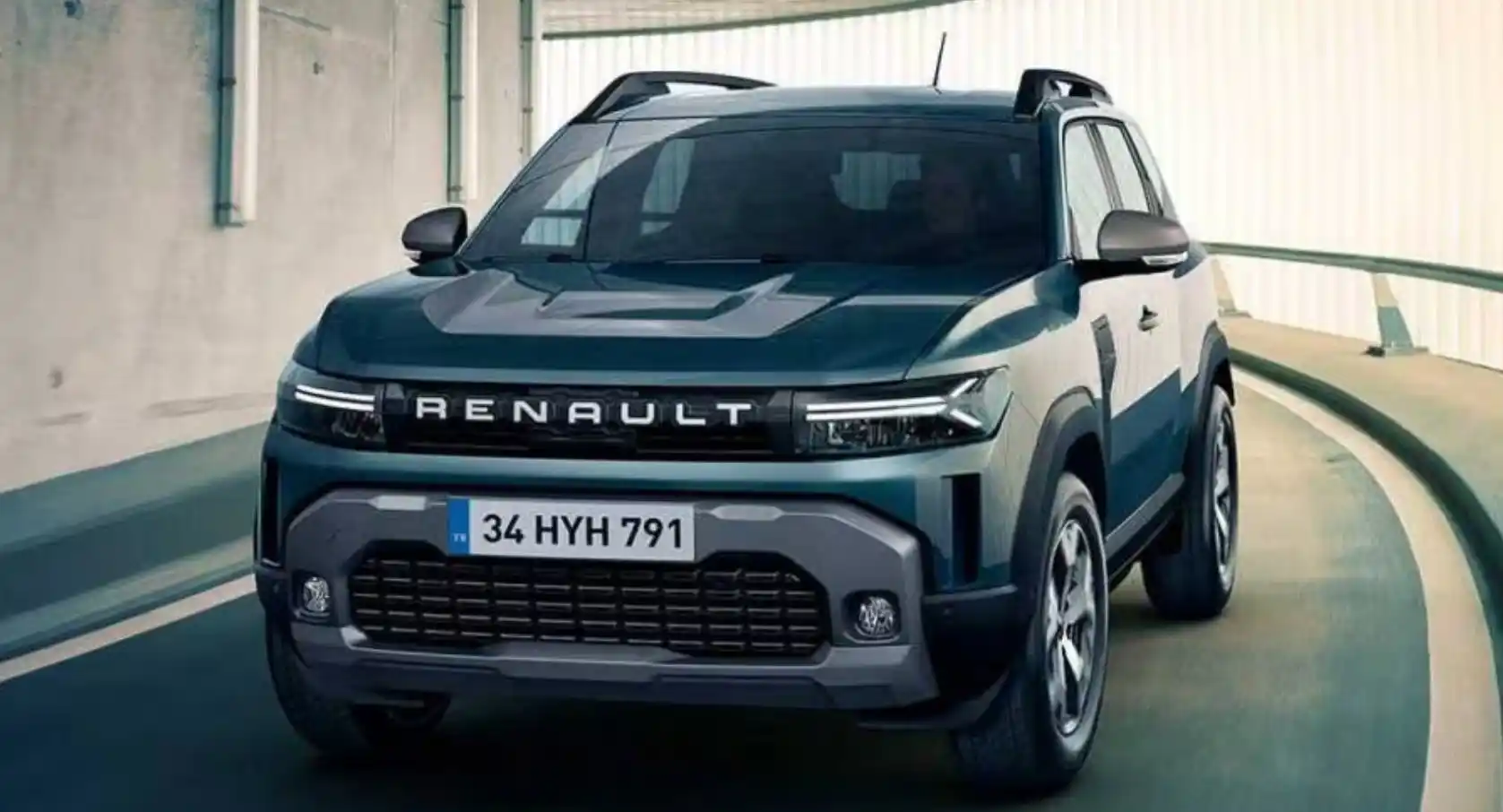 Renault Duster 1.0 MT SUV parked on road showing rugged design and LED lighting
