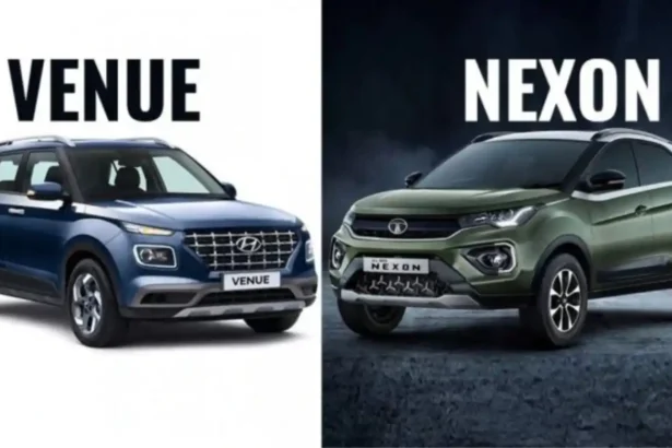Tata Nexon and Hyundai Venue compact SUVs undergoing air conditioning performance testing in extreme summer temperatures