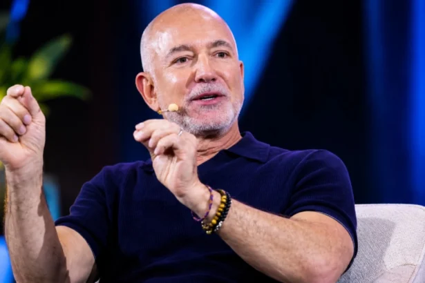 Jeff Bezos speaking at VivaTech 2026 discussing artificial intelligence, data centers, sustainability and space exploration
