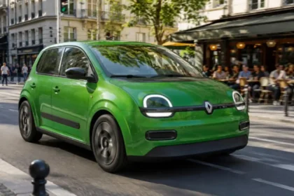 Renault Twingo 2026 electric city car compact design with retro styling and friendly front face for urban mobility