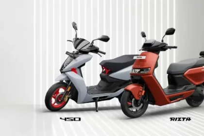 Ather 450X electric scooter displaying Voice on Ather AI voice assistant feature