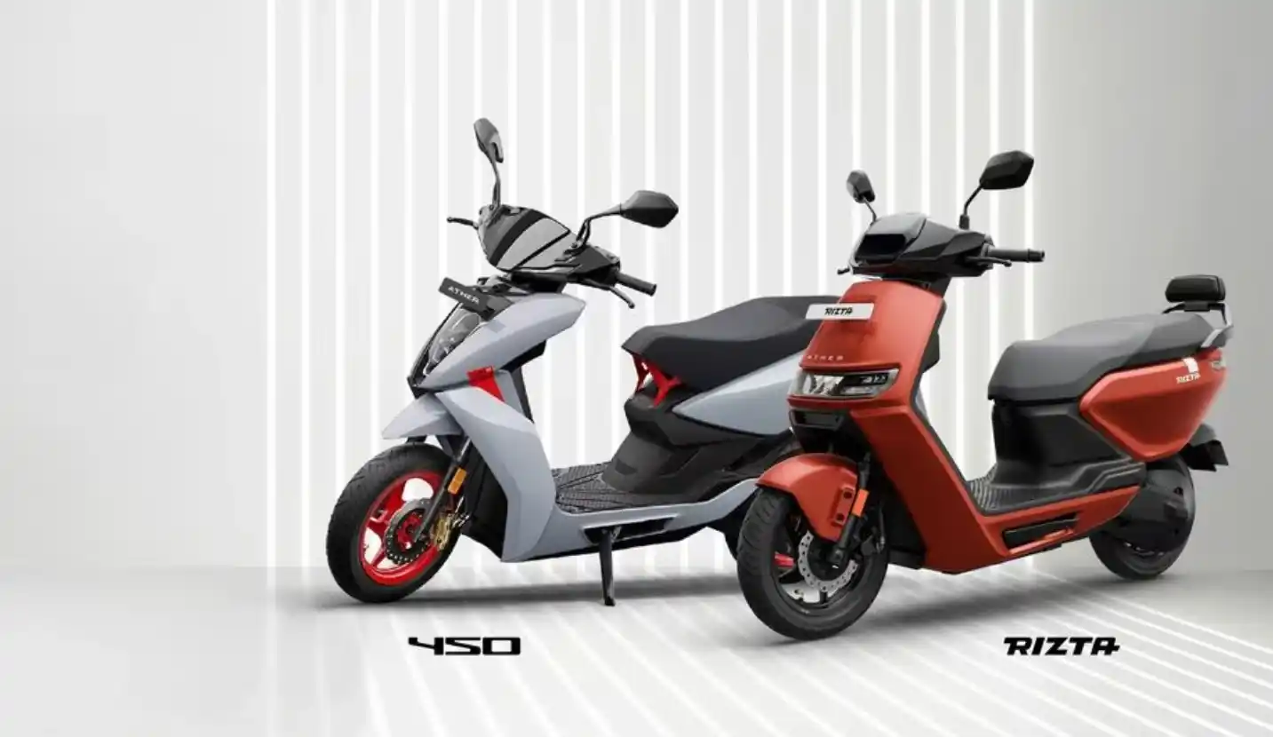 Ather 450X electric scooter displaying Voice on Ather AI voice assistant feature