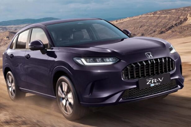 Honda ZR-V e:HEV premium hybrid SUV displayed during its India launch event.