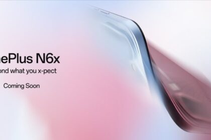 OnePlus N6x smartphone design teaser showing blue and maroon color options