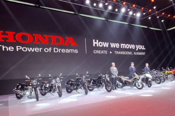Honda showcases its new range of motorcycles and scooters, including electric and flex-fuel models, at the HMSI 2026 event.